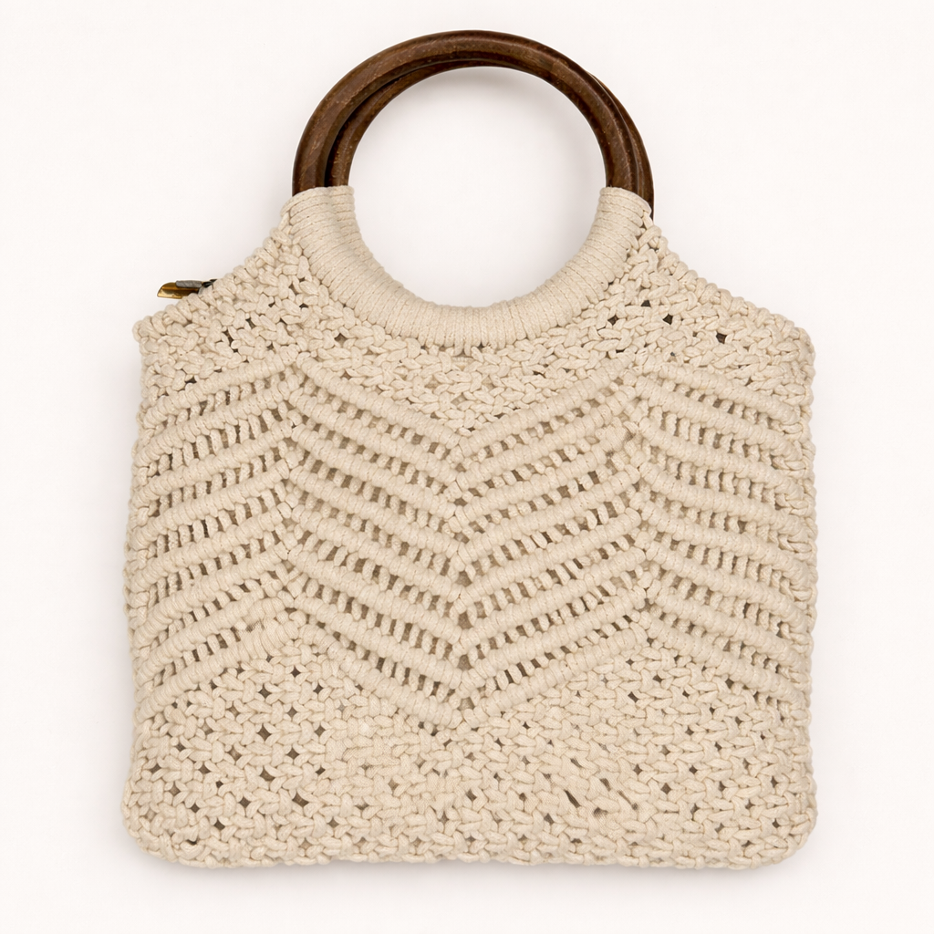 Ivory Elegance Macrame Handbag