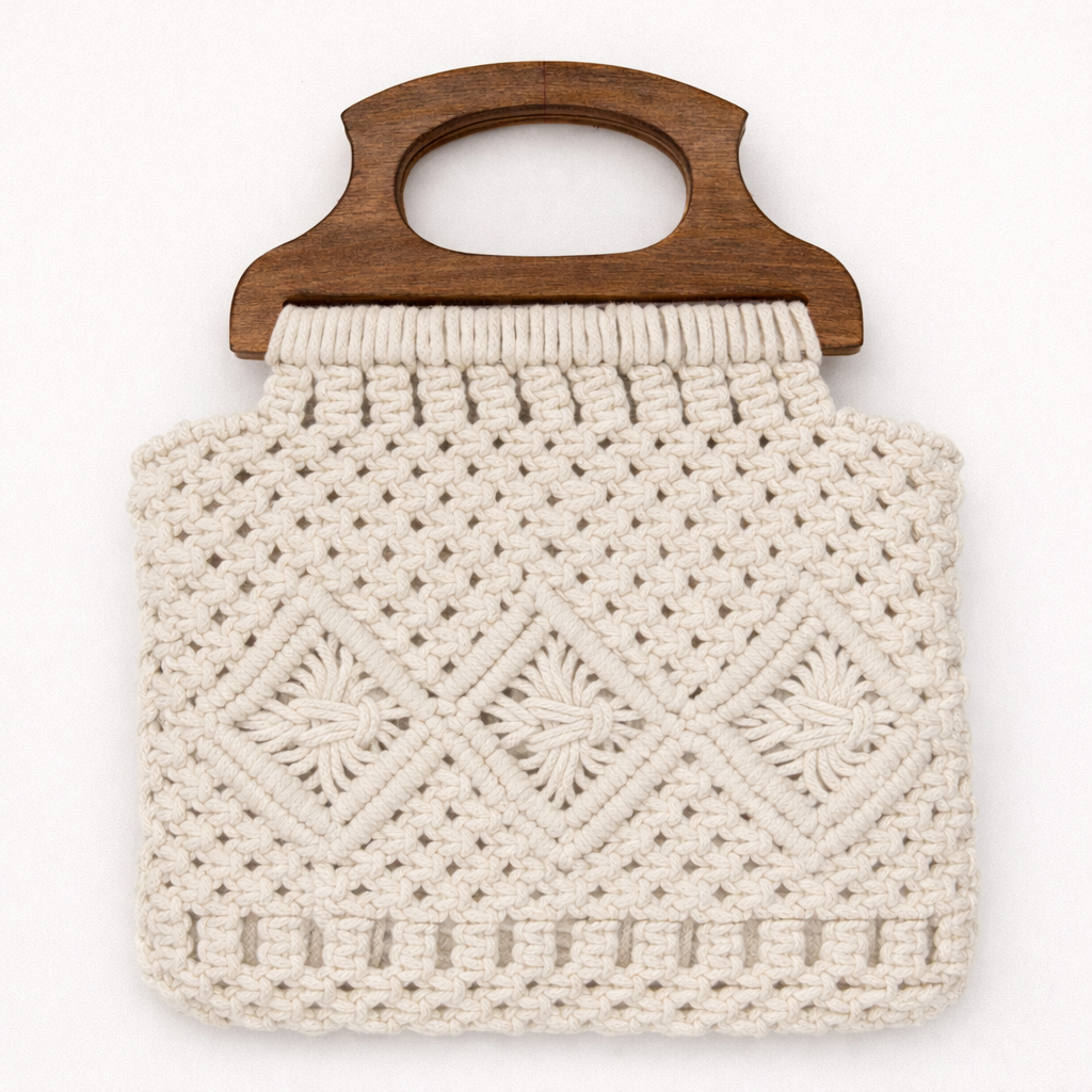Ivory Elegance Macrame Handbag